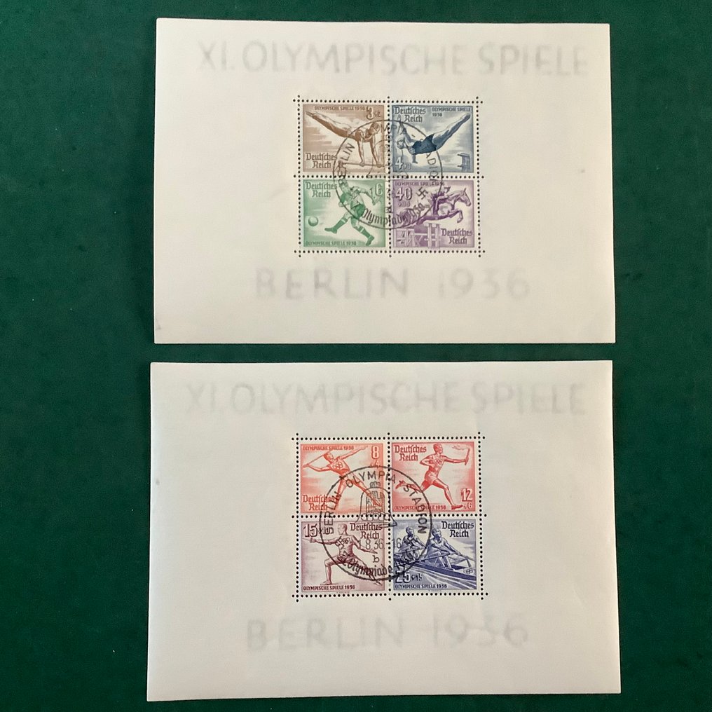 德意志帝国 1936 - 带有中心第一天邮戳的奥林匹克运动会，日期为1936年8月1日 - Michel blok 5/6 #1.0