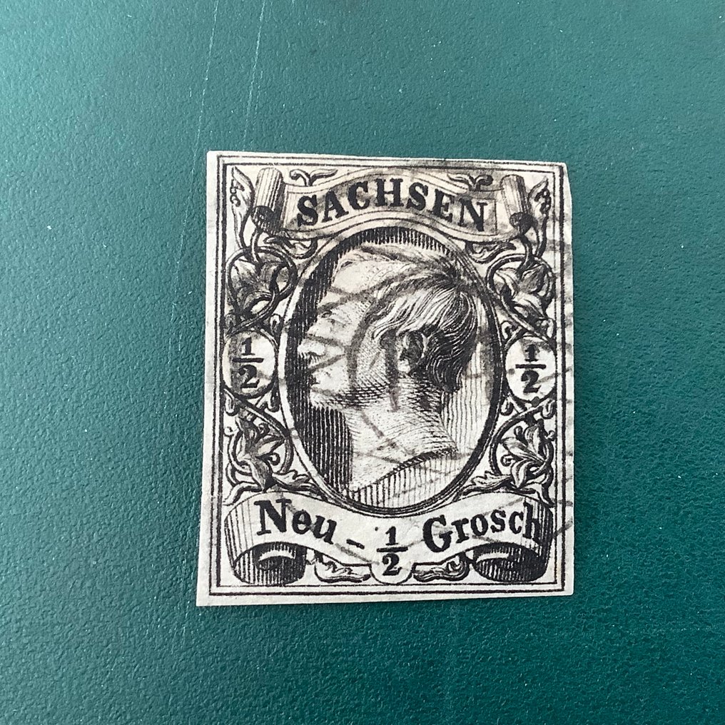 Σαξονία 1855/1856 - Όμορφη κεντρική σφραγίδα 194 από Schönfeld κοντά στη Δρέσδη. - Michel 8 #3.2