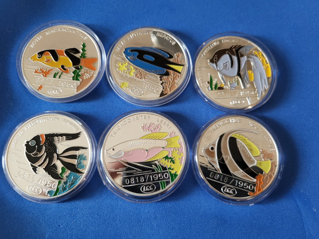 Corea. 500 Won 1996 Fish collection, 6 x 1 Oz .999 #1.0