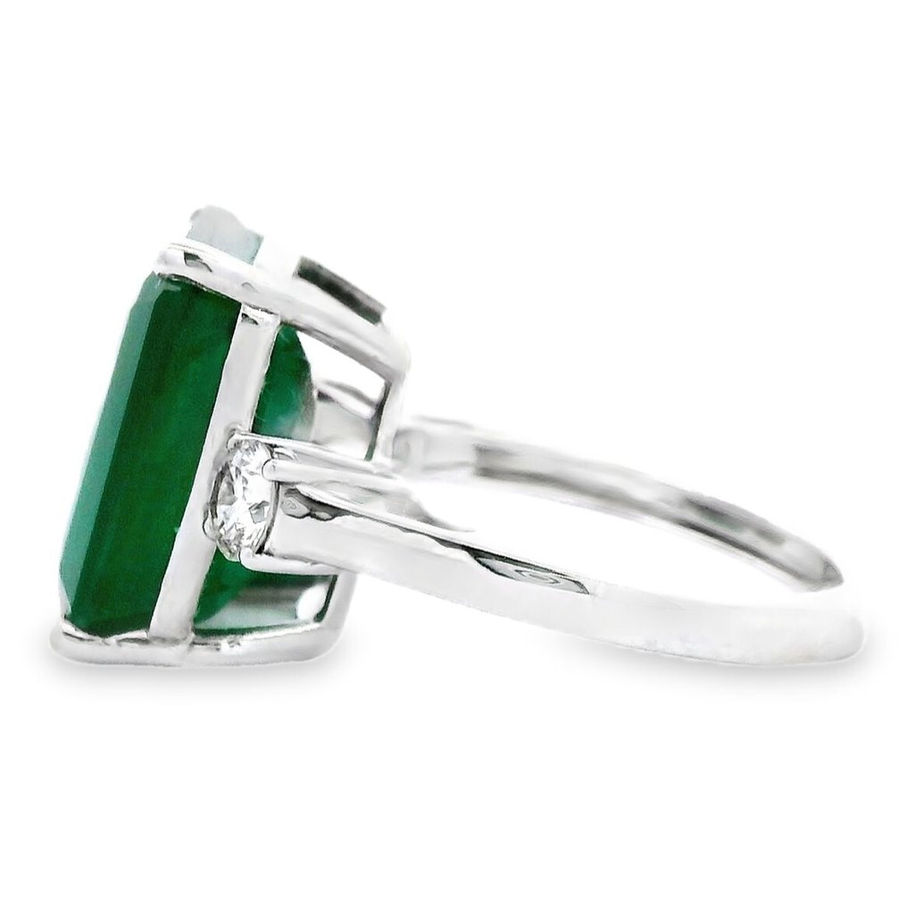 Δαχτυλίδι - 18 καράτια Λευκός χρυσός - 10.18ct. tw. Σμαράγδι - Διαμάντι - Λιπαντικό μικρής ποσότητας #4.3