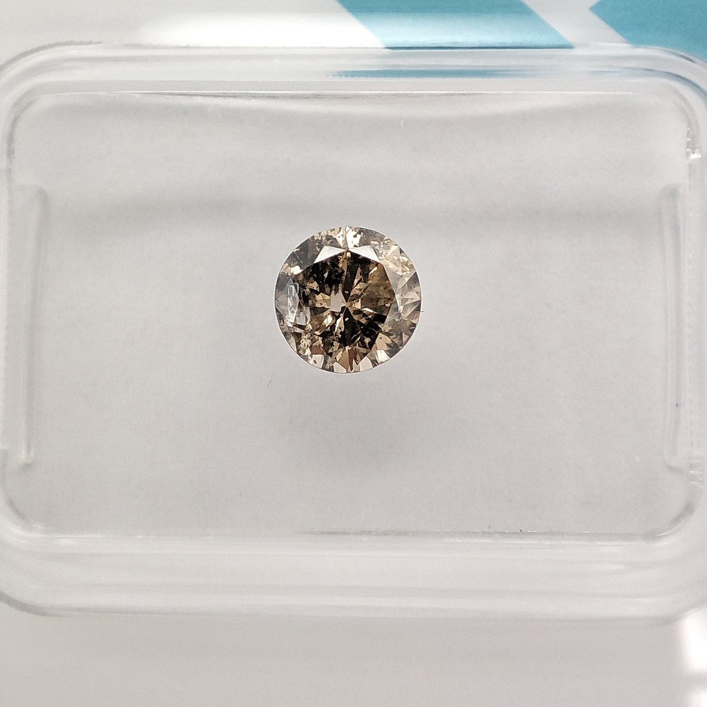 没有保留价 - 1 pcs 钻石 (天然色彩的) - 0.53 ct - 圆形 - Fancy 棕色 黄色 - I1 内含一级 - 国际宝石研究院(IGI) #1.0