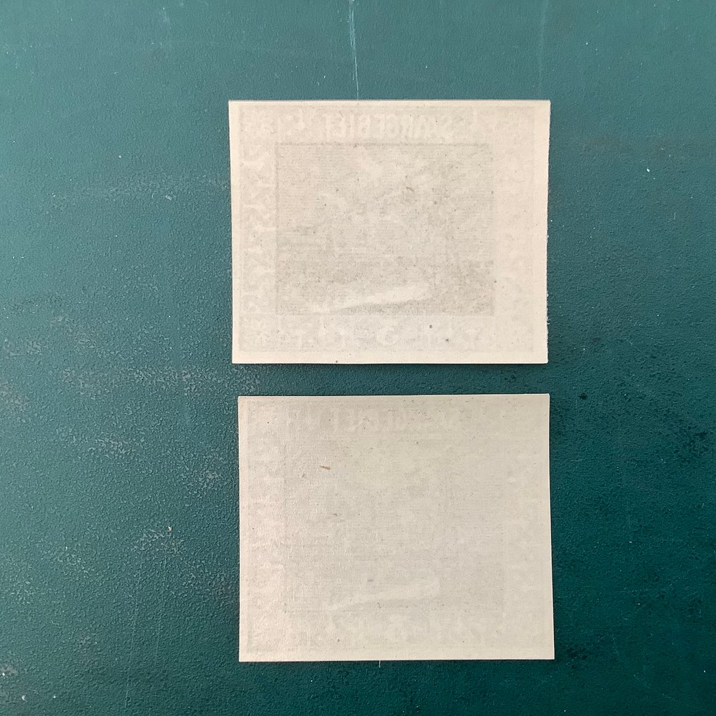 薩爾盆地地區 1922 - 3美分风景：两个无齿样张 - Michel 84P #2.1