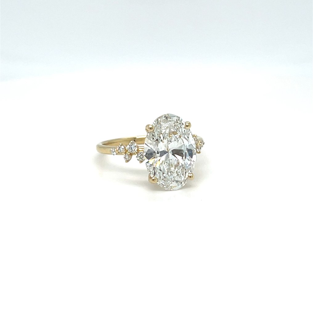 Ring - 14 karat Gull -  4.29ct. tw. Diamant (Lab-dyrket) - Diamant #1.0