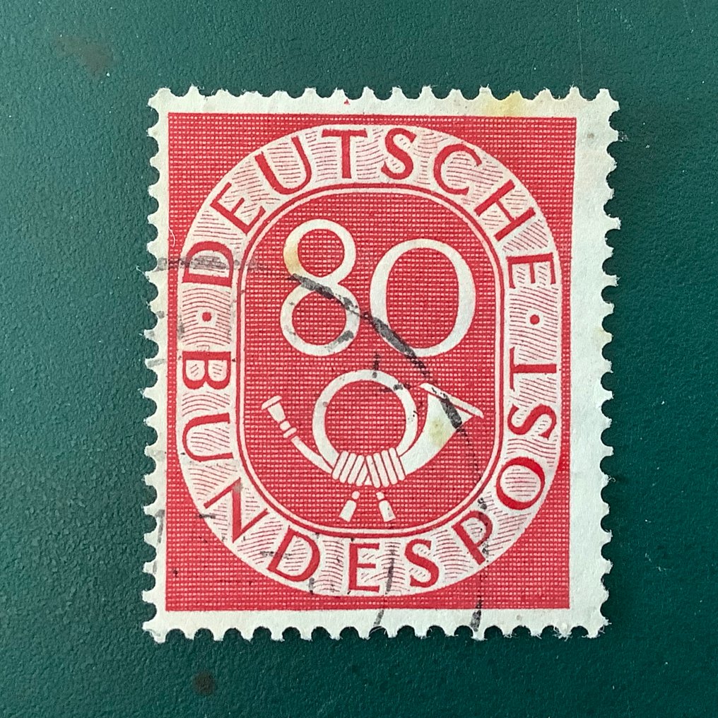 Deutschland, Bundesrepublik 1952 - 80 Pf Posthoorn mit Plattenfehler und Befund Schlegel. - Michel 137 I #2.1
