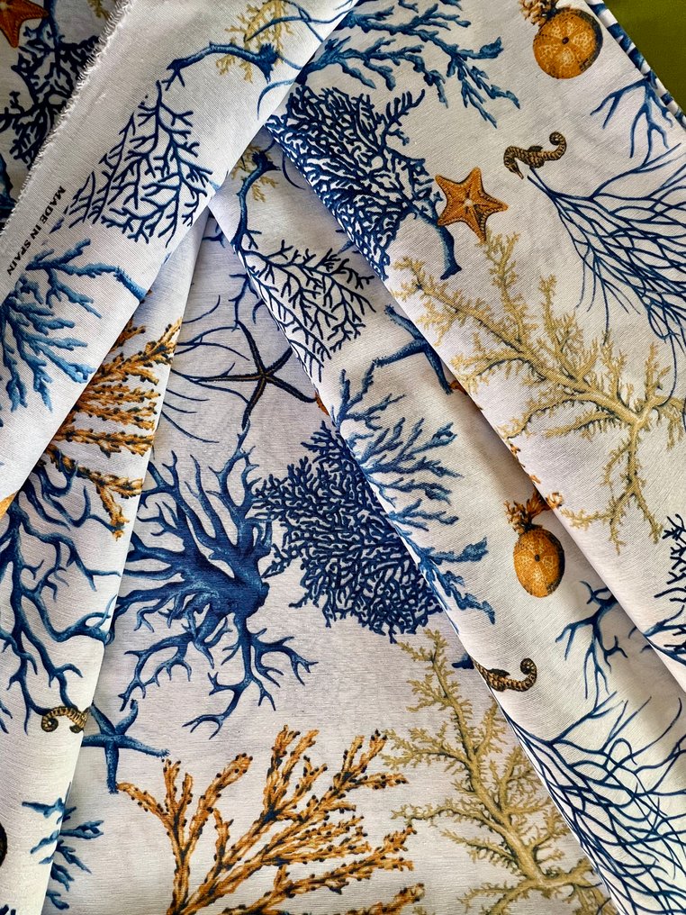 Double width, fabric with a marine coral pattern. - Textile  - 300 cm - 280 cm #2.1