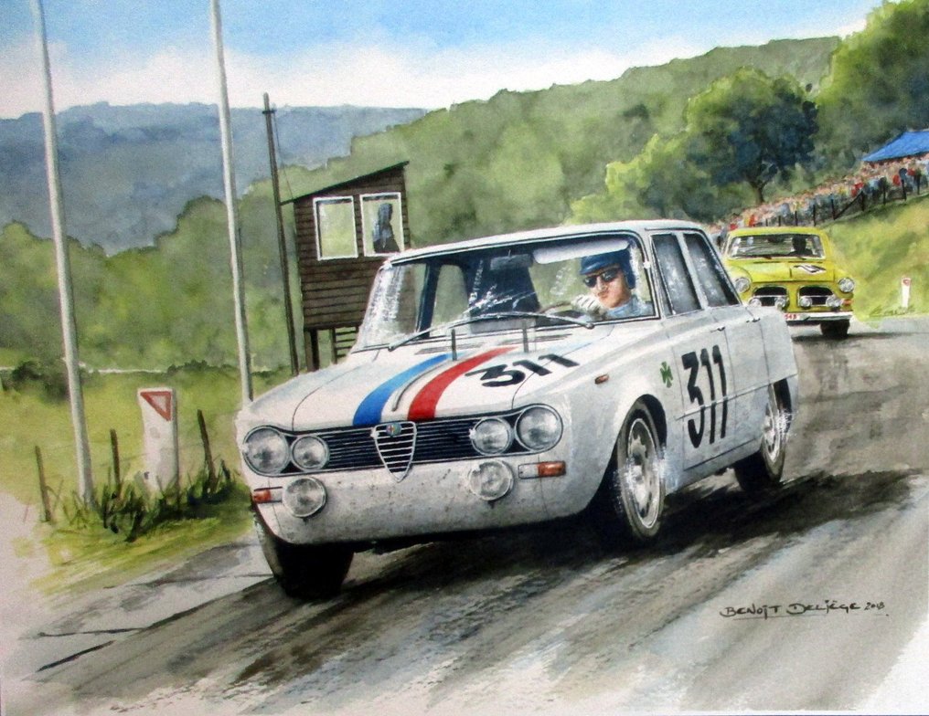 Alfa Romeo Giulia Ti Super - LucienBianchi/Fernand Masoero - 24h Franchorchamps 1964 - Lotus - Artwork/Quality Giclee Print #1.0
