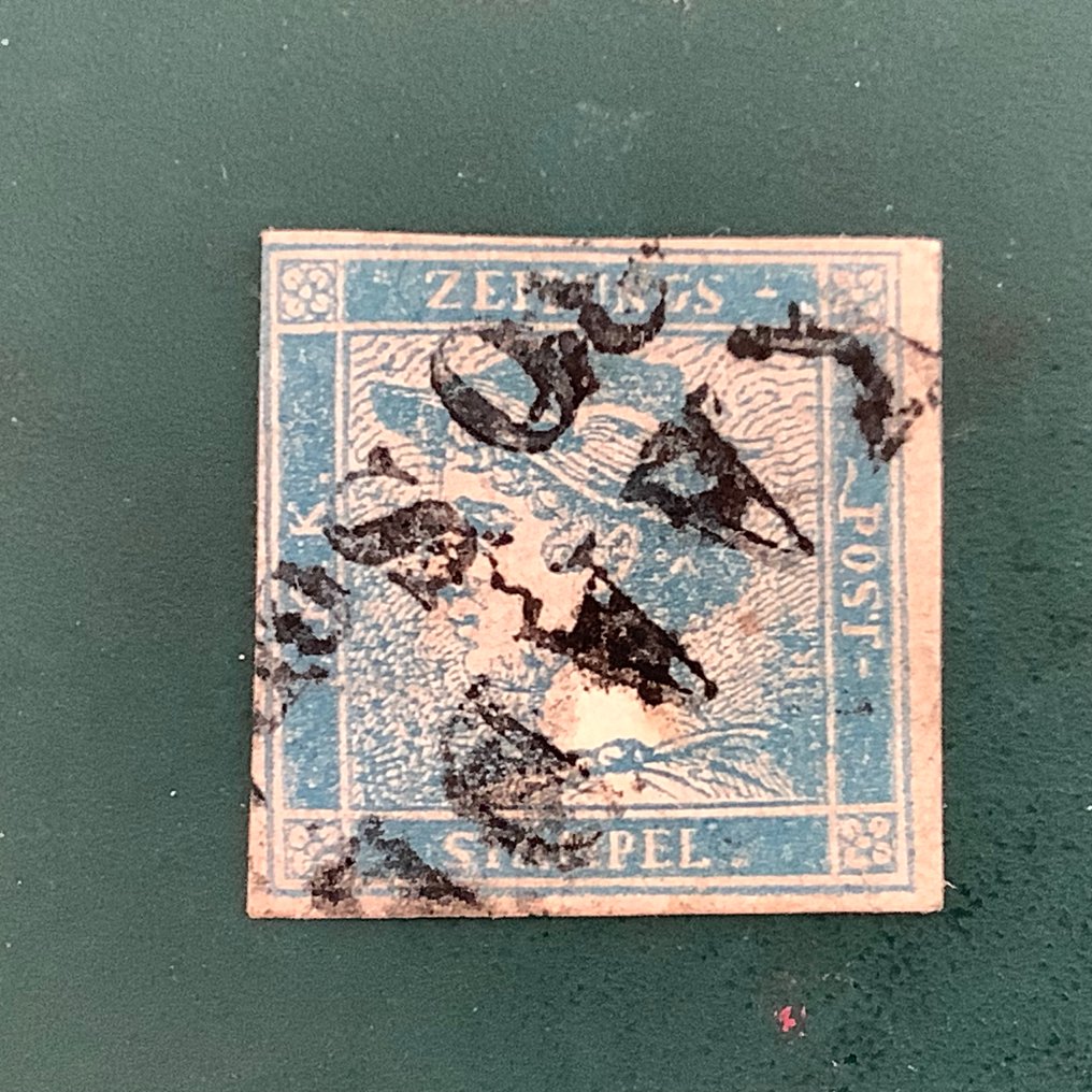 Østrig 1851 - Blå Mercur type I - Michel 6 I #1.0