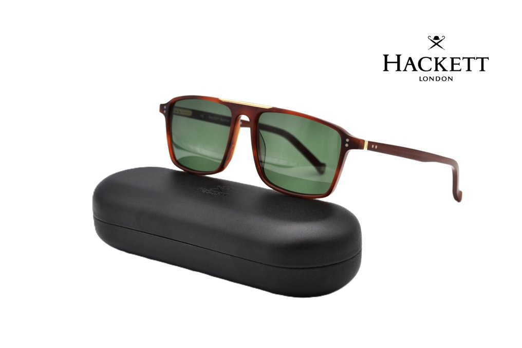 Other brand - Hackett Bespoke - HEB236 152 - Rectangular Acetate Design & Gold Metal Details - Green Lenses - - Γυαλιά ηλίου #1.0