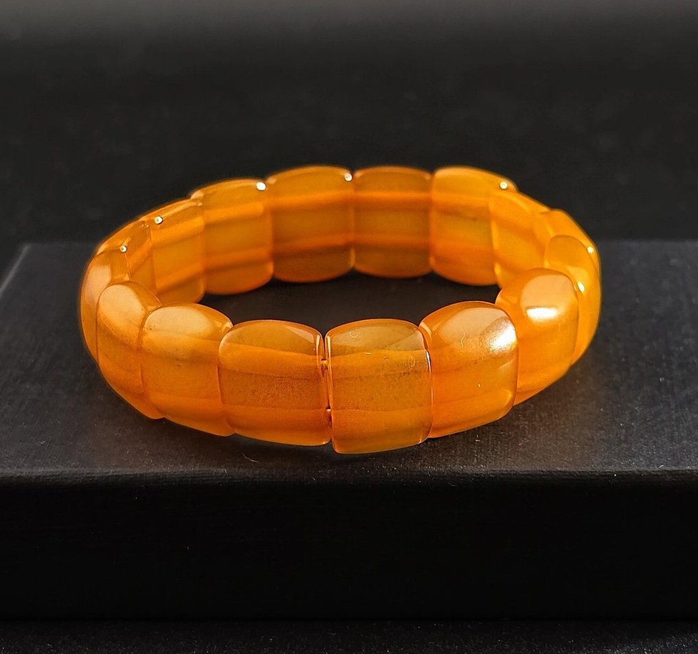 Βραχιόλι από φυσικό Βαλτικό κεχριμπάρι – Ζεστές μέλισσες-πορτοκαλί τμημάτων – Λεία γυαλιστερή λάμψη. - Κεχριμπάρι (χωρίς τιμή ασφαλείας) #1.0