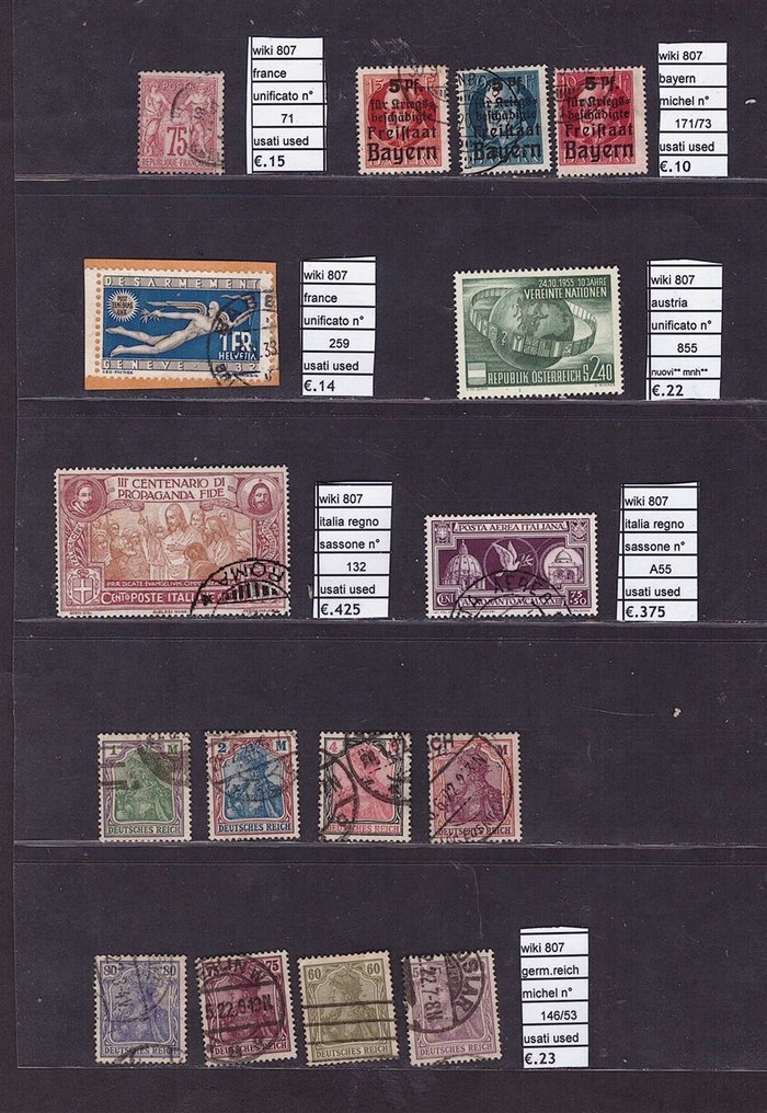 世界 1850/1950 - 非常漂亮的世界各国经典邮票拍卖 cat.3031 - jvert sassone unifcato michel #2.1