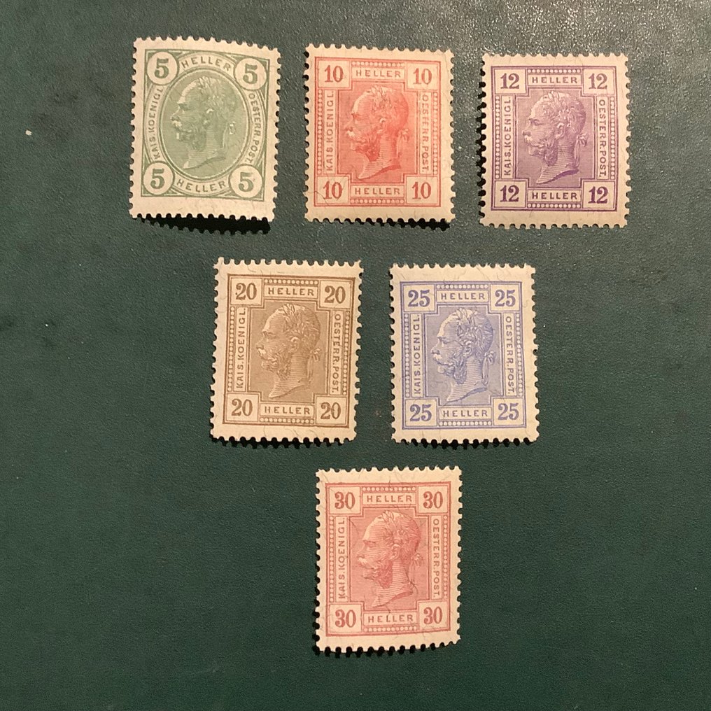 奥地利 1906 - Keizer Franz：完全发射，具有良好的居中 - Michel 133/138 #1.0