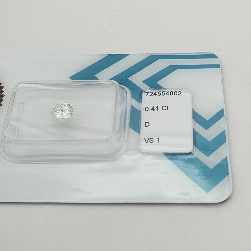 1 pcs 钻石  (天然)  - 0.41 ct - 圆形 - D (无色) - VS1 轻微内含一级 - 国际宝石研究院（IGI） #1.0