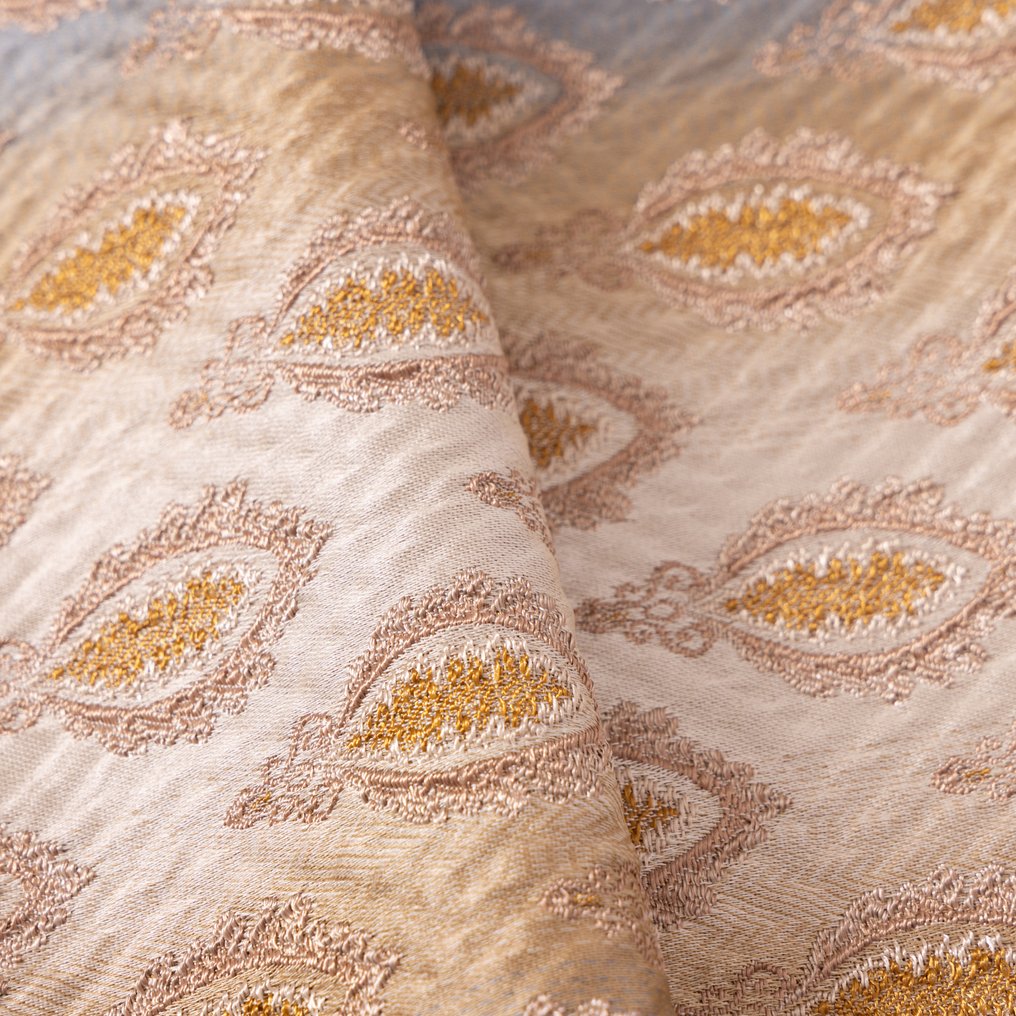 Rare Damask Fabric with Gradient Effect – Paisley Embroidery in Gold - Upholstery fabric - 360 cm - 140 cm #1.0