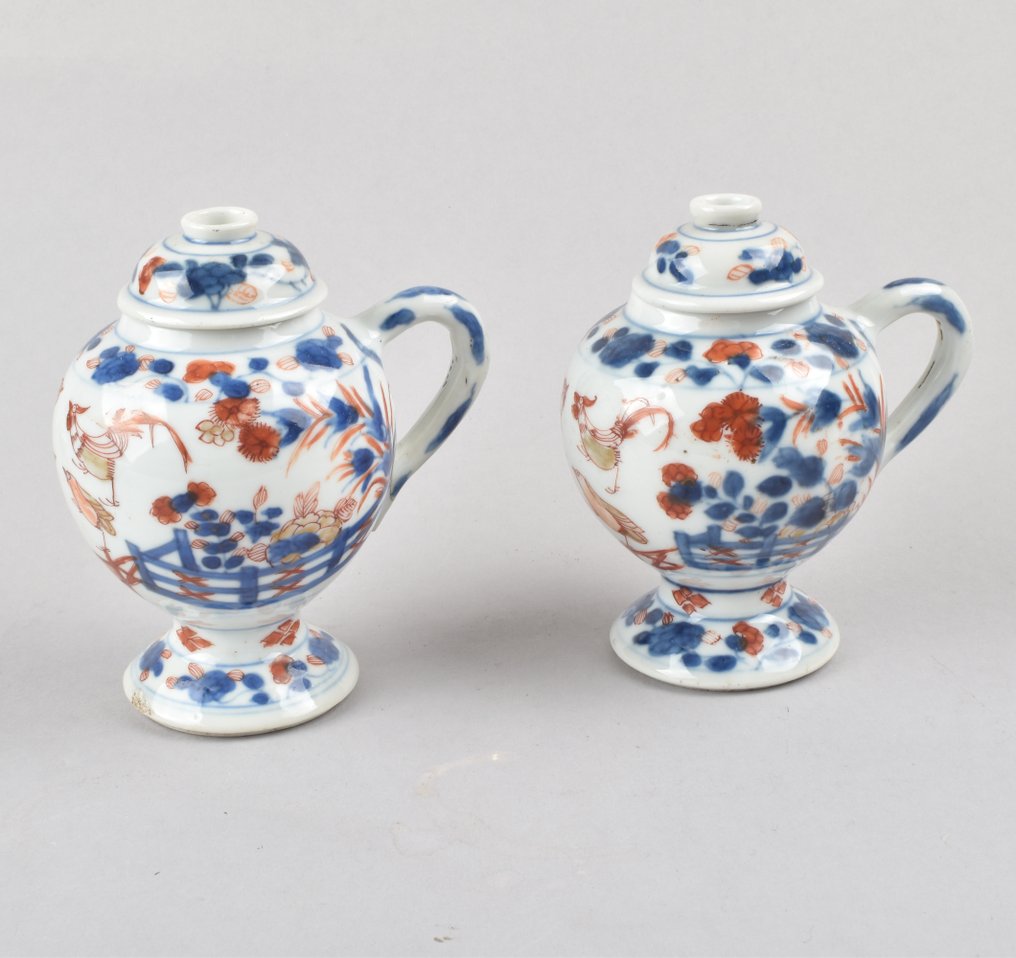 鍋 - 一对中国伊玛瑞芥末罐 - 瓷器 #1.0