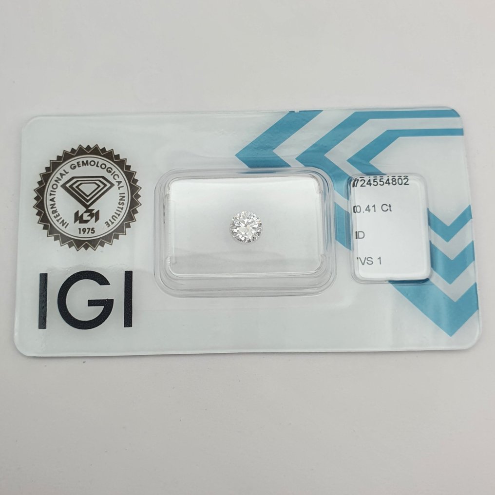 1 pcs 钻石  (天然)  - 0.41 ct - 圆形 - D (无色) - VS1 轻微内含一级 - 国际宝石研究院（IGI） #1.0