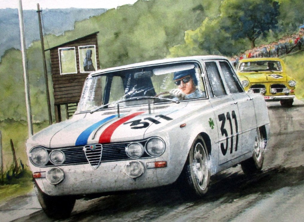 Alfa Romeo Giulia Ti Super - LucienBianchi/Fernand Masoero - 24h Franchorchamps 1964 - Lotus - Artwork/Quality Giclee Print #2.1