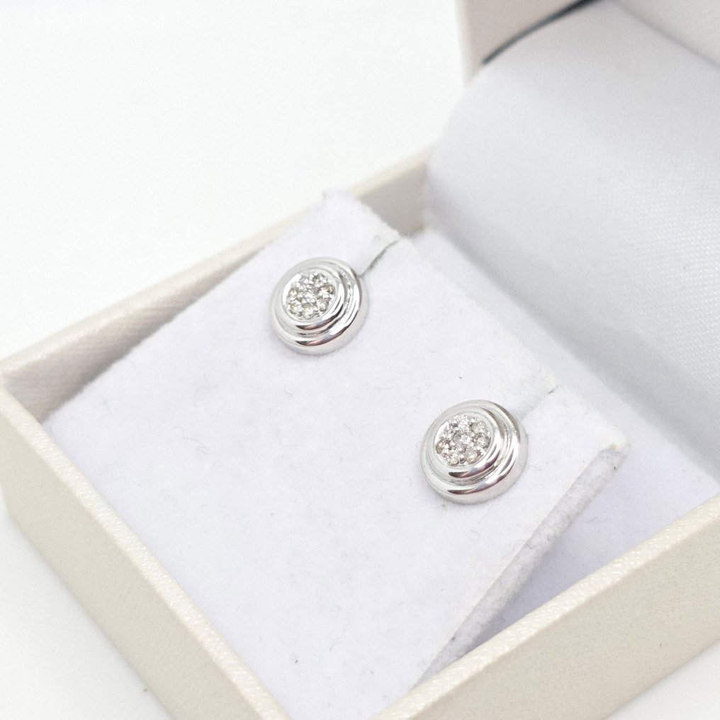 χωρίς τιμή ασφαλείας - Σκουλαρίκια - 14 καράτια Λευκός χρυσός -  0.09ct. tw. Διαμάντι (Φυσικό)  #3.2