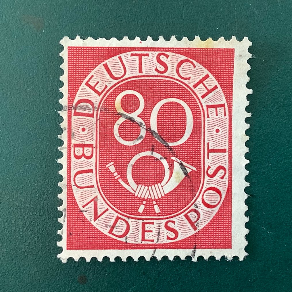 Deutschland, Bundesrepublik 1952 - 80 Pf Posthoorn mit Plattenfehler und Befund Schlegel. - Michel 137 I #4.3