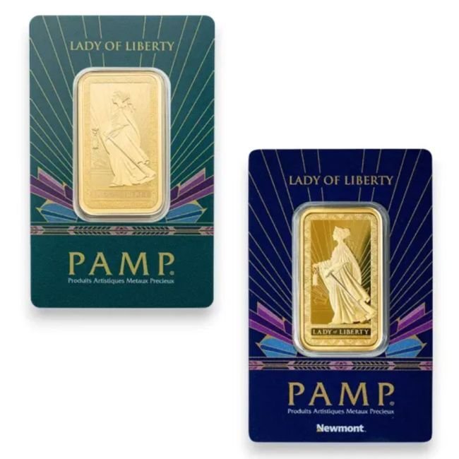 1 Troy Ounce - Ouro - 1 oz 9999 Gold Bar PAMP Suisse Lady of Liberty (In Assay) - Selado e com certificado #1.0