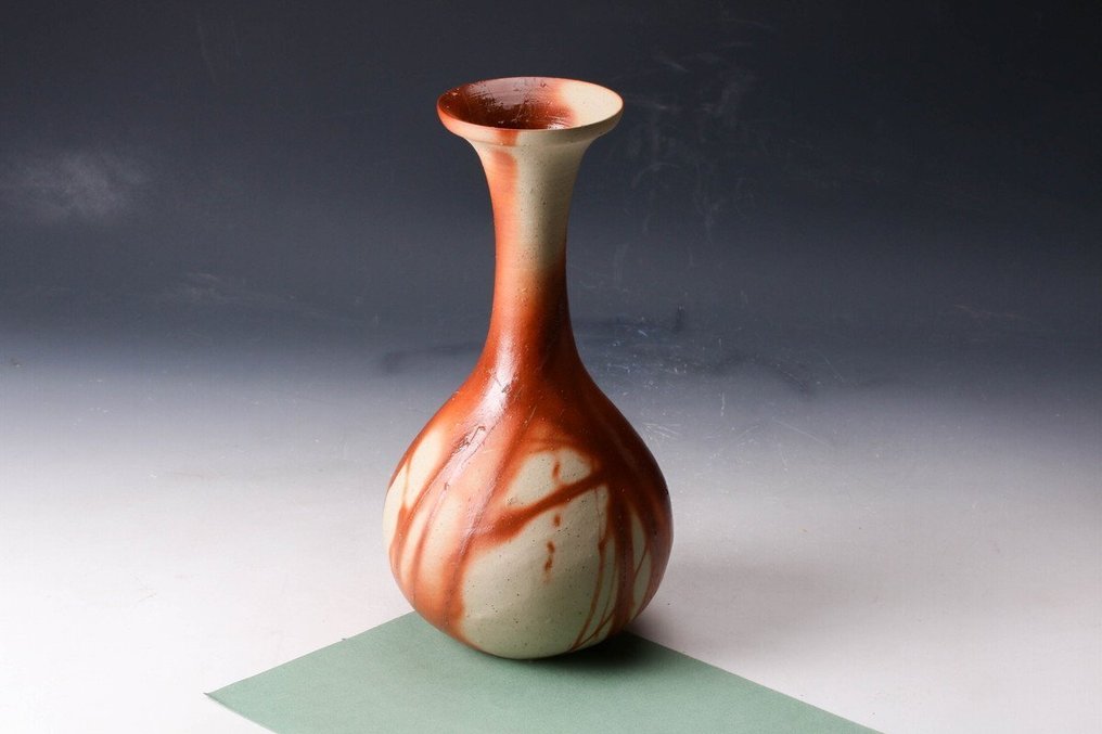 Βάζο - Yamashita Jōji – Bizen «Hidasuki» Tsurukubi Hanaire (Βάζο λουλουδιών με λαιμό κύκνο) με αυθεντική - Ιαπωνία #4.3