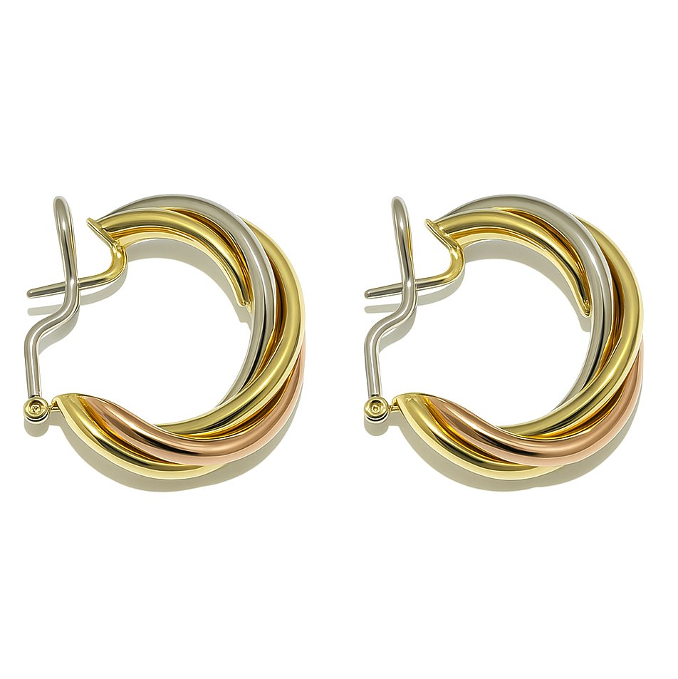 Drop fülbevaló - 18 kt. Sárga arany, Rózsa arany, Fehér arany #2.1