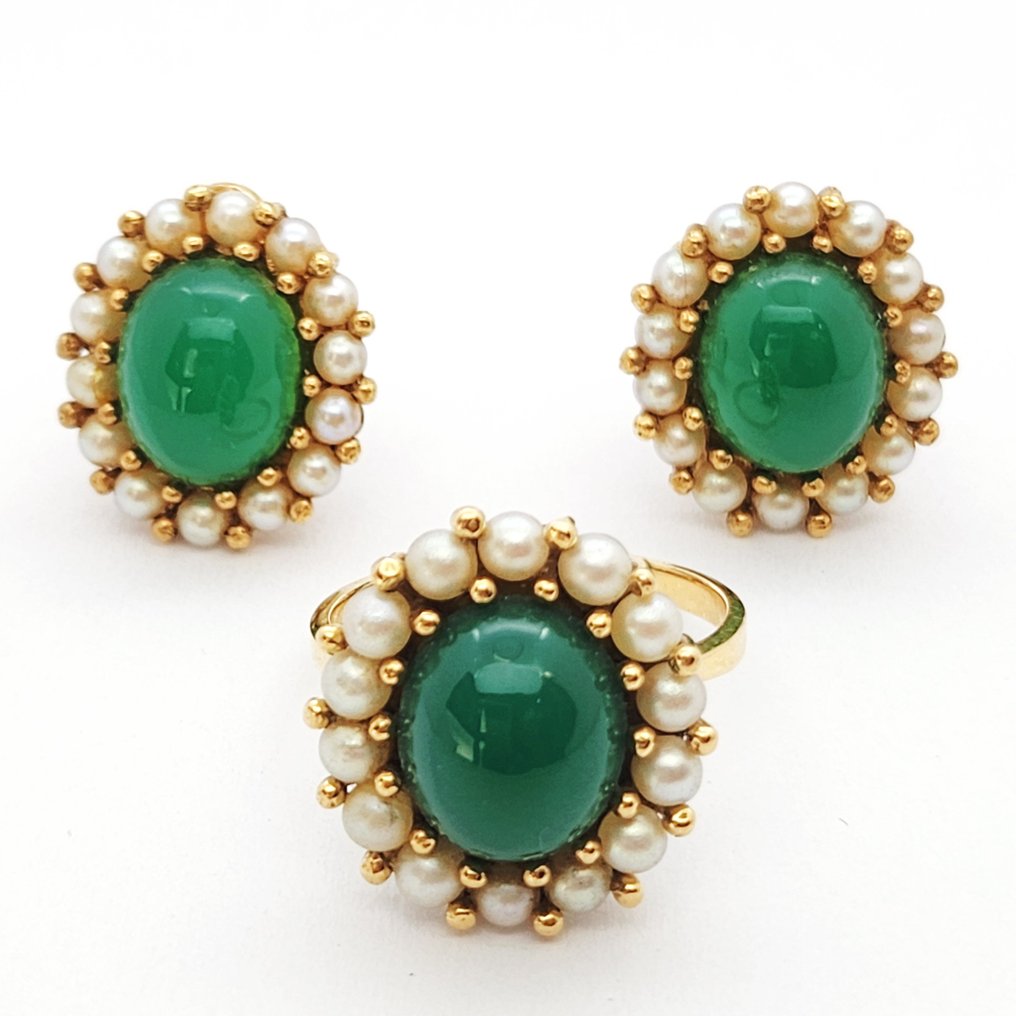 2件套珠宝 - 18K包金 黄金 - 5.00ct. tw. 珍珠 - Crisiprasa #1.0