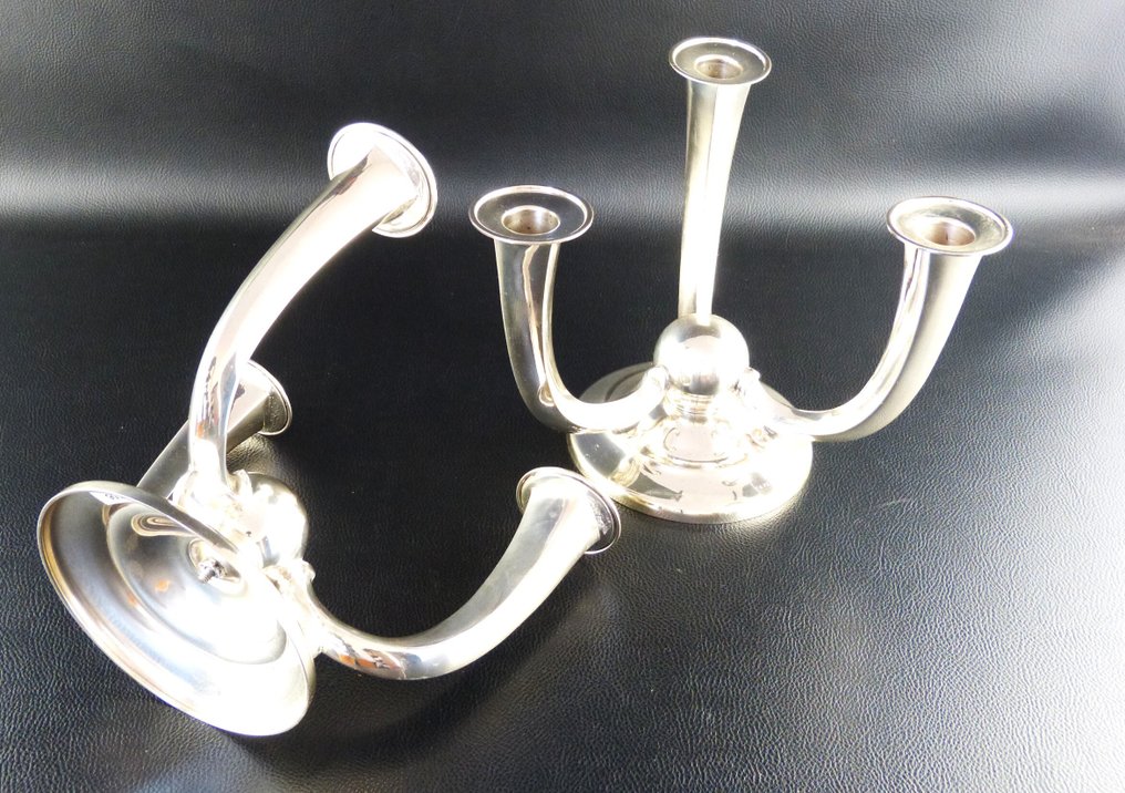 Läger & Co./ Hanau - Candelabrum three-armed, unfilled (2) - .800 silver #2.1