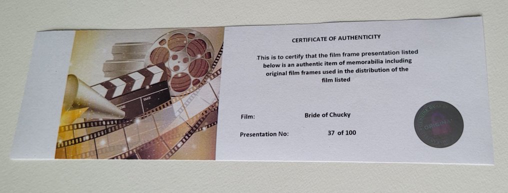 Bride of Chucky - Framed Film Cell Display with COA #2.1