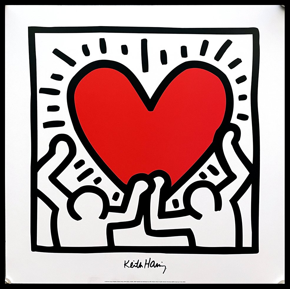 Keith Haring - Manifesto, Poster Arte 'Haring - Untitled 1986 (Cuore Sollevato)' #1.0