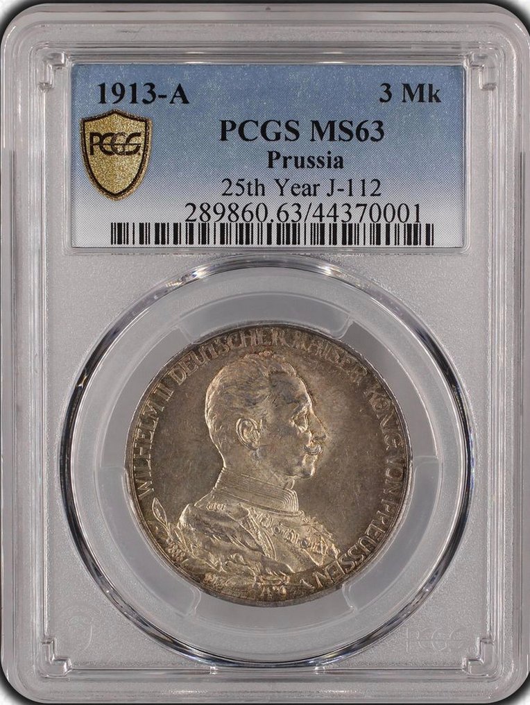 德國，普魯士 Wilhelm II. 3 Mark 1913 - NGC MS63 (Conmemora el 25º aniversario del reinado de Wilhelm II) #1.0
