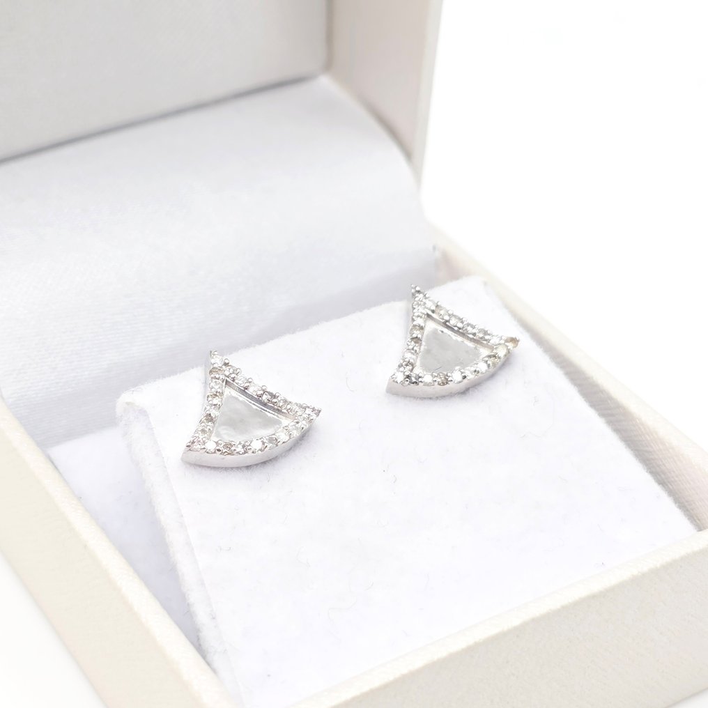 Nincs minimálár - Drop fülbevaló - 14 kt. Fehér arany - 0.30ct. tw. Gyémánt (Természetes) #1.0