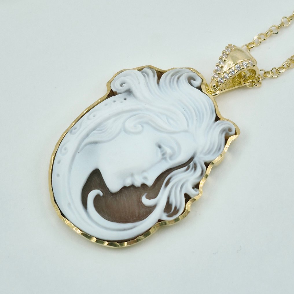 银, Gold-plated - 浮雕贝壳 - 手工镶嵌浮雕 #3.2