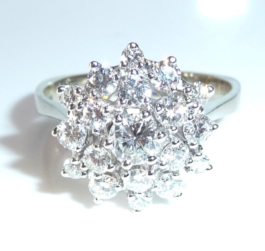 Ring - 14 kt Weißgold - 1.34ct. tw. Diamant (Natürlich) - 61,5 changable mid:0.33ct #1.0