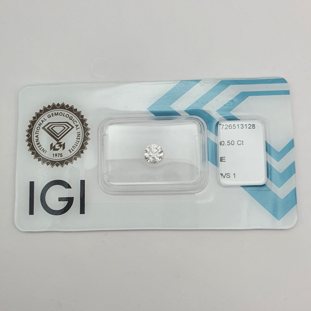 1 pcs 钻石  (天然)  - 0.50 ct - 圆形 - E - VS1 轻微内含一级 - 国际宝石研究院（IGI） #1.0