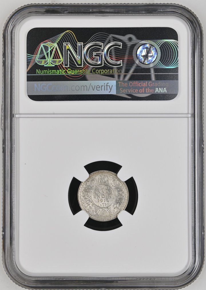 英属印度. 乔治五世. 2 Annas 1914 - NGC MS64 #1.0