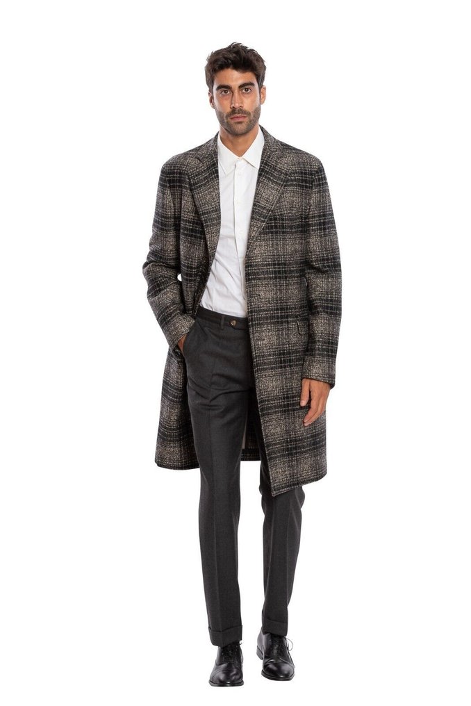 RRP 1800€ BOGLIOLI MILANO Single Braested Blue / Gray Coat K.Jacket Wool Blend Check - 50 IT - Coat - New with tags #1.0
