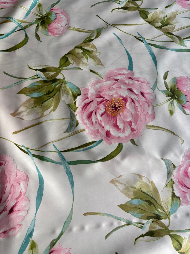 Πολυτελές ύφασμα ταπετσαρίας και κουρτινών από βαμβακερό σατέν με ροζ παιώνια - Ύφασμα ταπετσαρίας - 300 cm - 280 cm #2.1