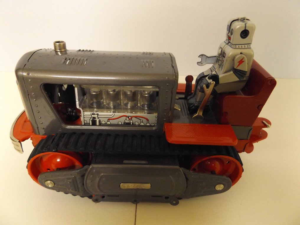 Legetøj Nomura - Legetøjskøretøj Piston Tractor With Robot Figure, Unboxed - 1960-1970 - Japan #2.1
