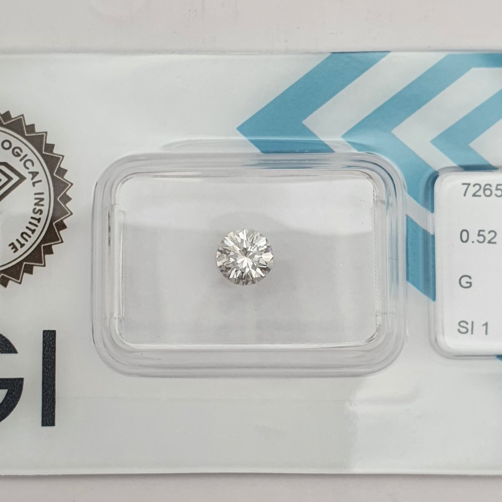 1 pcs 钻石  (天然)  - 0.52 ct - 圆形 - G - SI1 微内含一级 - 国际宝石研究院（IGI） #1.0