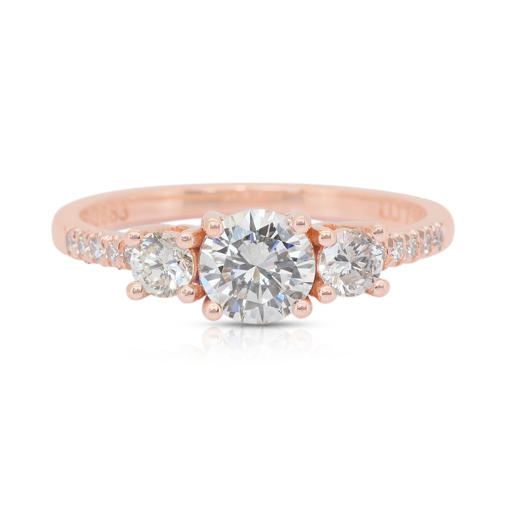 Gyűrű - 18 kt. Rózsa arany - 1.01ct. tw. Gyémánt (Természetes) - Gyémánt #1.0