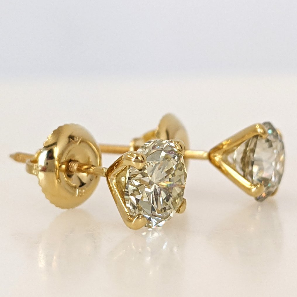 χωρίς τιμή ασφαλείας - Σκουλαρίκια - 18 καράτια Κίτρινο χρυσό -  2.04ct. tw. Διαμάντι (Φυσικού χρώματος) - ΙΓΙ #3.2