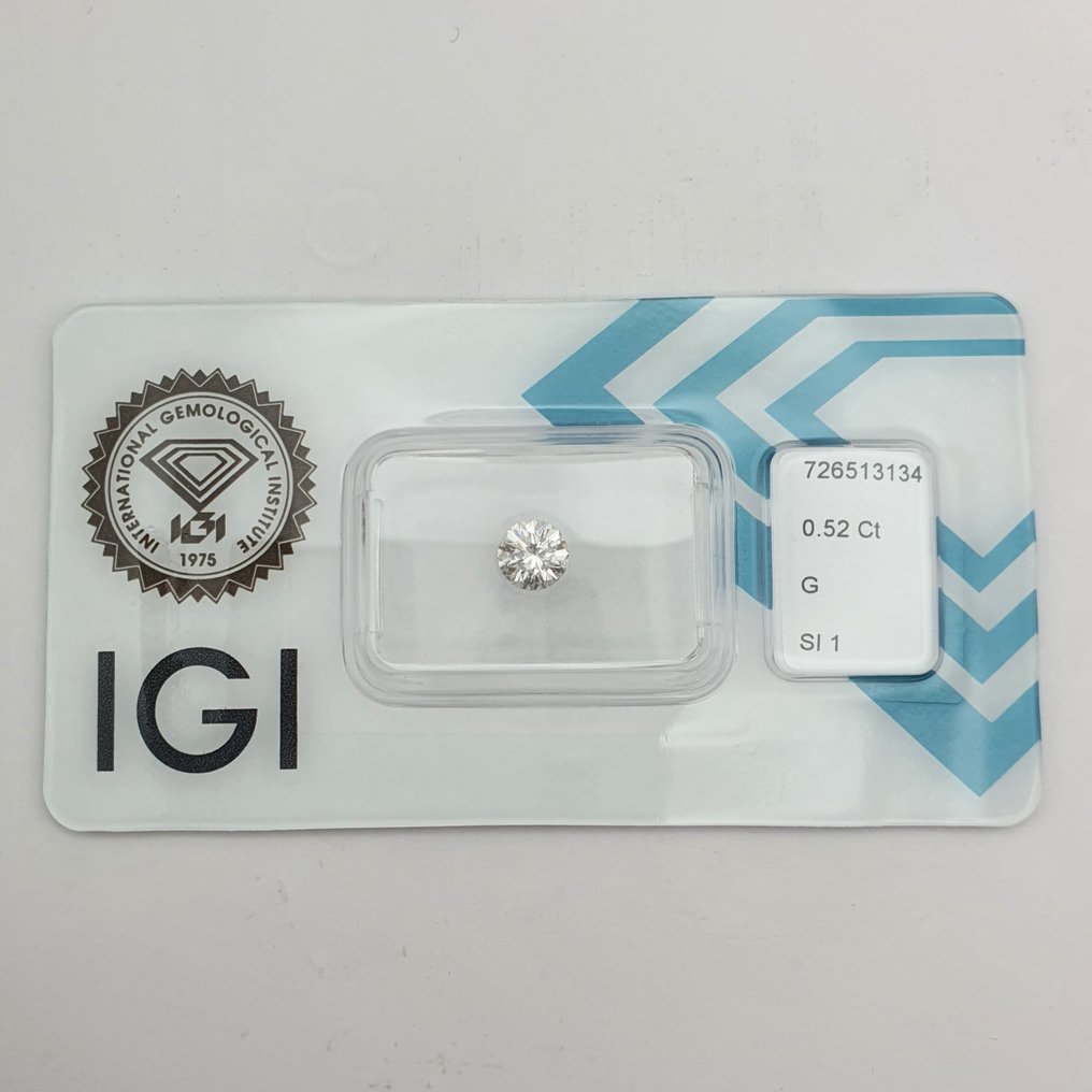 1 pcs 钻石  (天然)  - 0.52 ct - 圆形 - G - SI1 微内含一级 - 国际宝石研究院（IGI） #1.0