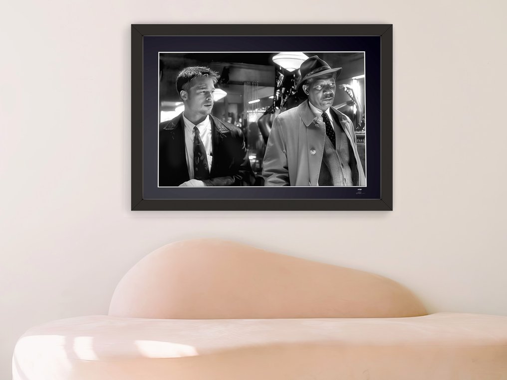 'Seven' 1995 - Brad Pitt & Morgan Freeman - Fine Art Photography - Luxury Wooden Frame 70X50 cm - Limited Edition 01 of 30 - Serial 20122 - Original Certificate (COA), Hologram - 100% New. Shipping Reduction from 3 items #2.1