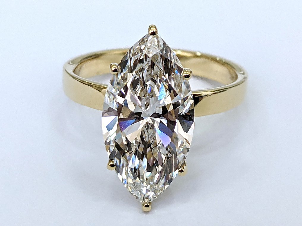 χωρίς τιμή ασφαλείας - Δαχτυλίδι αρραβώνων - 14 καράτια Κίτρινο χρυσό - 5.04ct. tw. Διαμάντι (Εργαστηριακής καλλιέργειας) - E VVS2 IGI #2.1