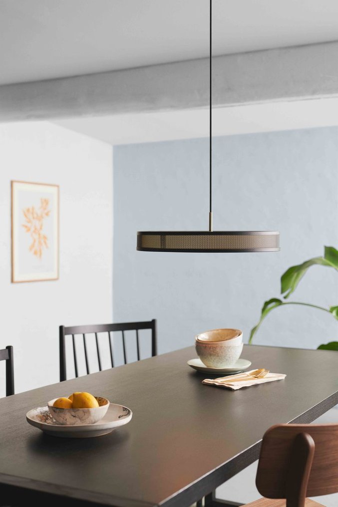 Halo Design - Plafondlamp - Framehanger Ø43 - zwart / antiek messing - Metaal, Textiel #1.0