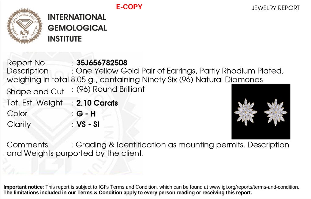 Σκουλαρίκια - 18 καράτια Κίτρινο χρυσό, Επενδυμένο με ρουθήνιο -  2.10ct. tw. - Διαμάντι - Maison d'Anvers #1.0