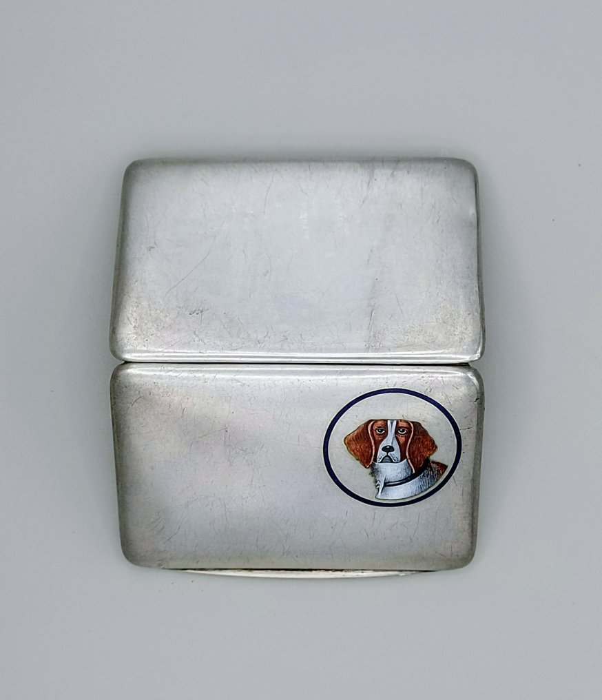 Enameled Irish Red and White Setter Dog Portrait - Κουτί - .800 silver - Φαινομενικά ασημείωτο, ελέγχθηκε για ασήμι. #2.1