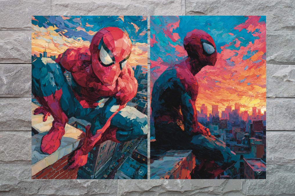SDIMART 1996 - Lot of 2 - Spider Man Hometown New York Concept Art V1- V2 Limited Edition #1.0