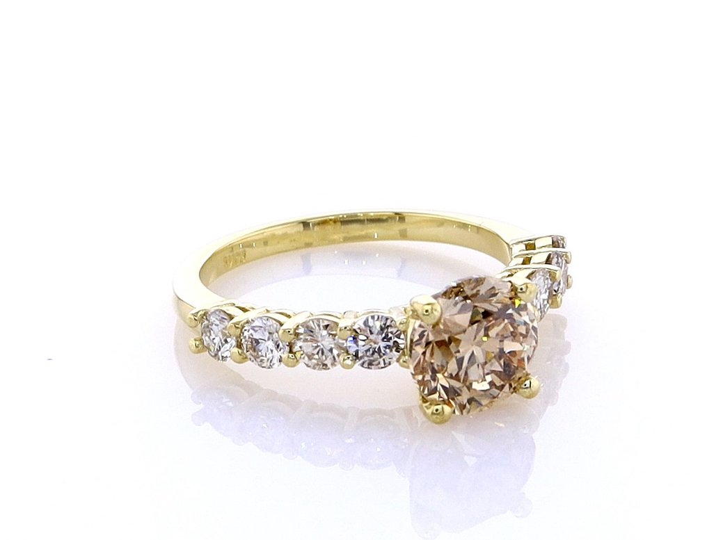 戒指 - 14K包金 黄金 - 1.68ct. tw. 钻石 (天然色彩的) - 钻石 #1.0