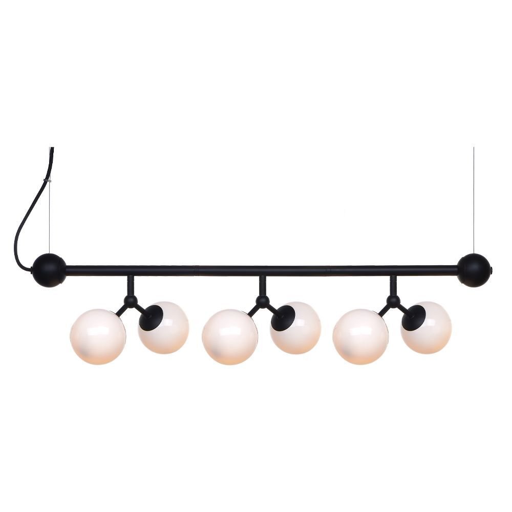 Michael Waltersdorff - 吊顶灯 - Atom Long Table Pendant – 黑色配蛋白石玻璃 - 金属, 玻璃 #3.2